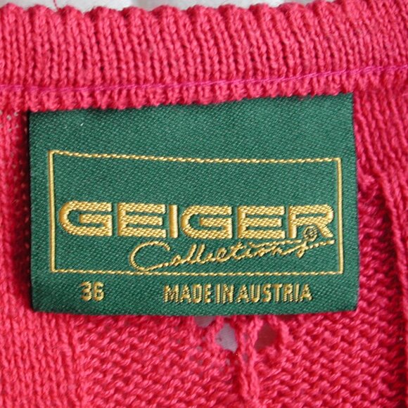 GEIGER made in Austria Cardigan Sweater Logo Signature Cotton & Linen 36/Small - Picture 5 of 8
